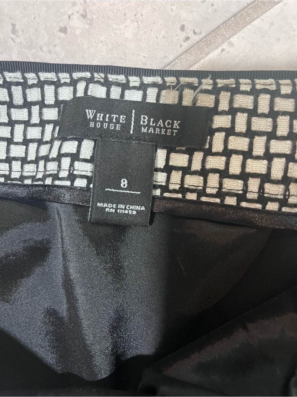 White House Black Market Black and White Geometric Pencil Skirt - Picture 3 of 3